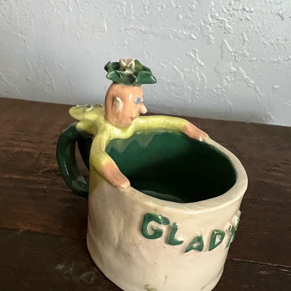 Handcrafted Green and Cream Mug